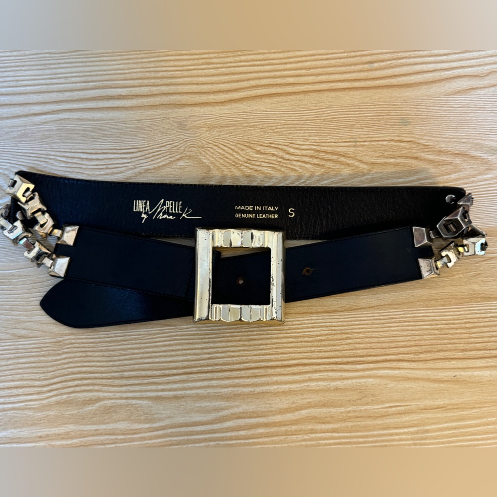 Linea Pelle Black & Gold Waist Belt
